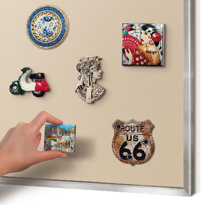 Magneetbord voor souvenir magneten met zilveren lijst Beige-oranje