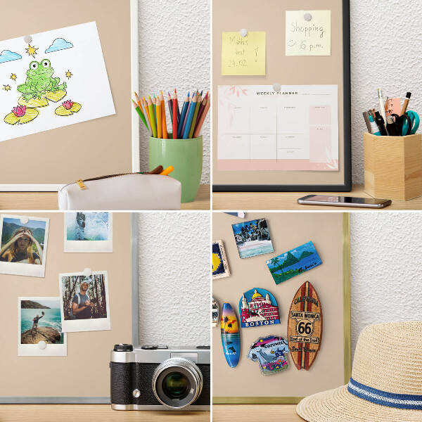 Magneetbord voor souvenir magneten met zilveren lijst Beige-oranje