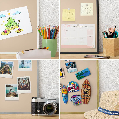 Magneetbord voor souvenir magneten met zilveren lijst Beige-oranje