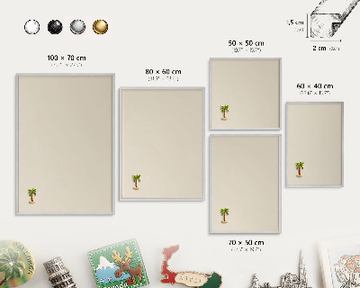 Decoratief metalen magneetbord in een zilveren lijst Lichte steen
