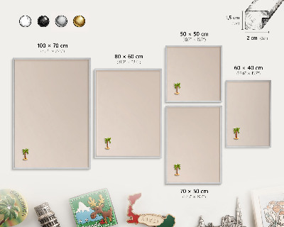 Magneetbord voor souvenir magneten met zilveren lijst Warm beige