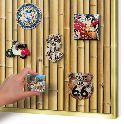Metalen magneetbord met lijst in het goud Bamboe patroon