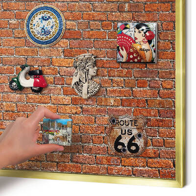 Magnetisch bord voor reismagneten met gouden lijst Baksteenmotief