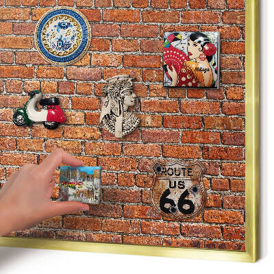 Magnetisch bord voor reismagneten met gouden lijst Baksteenmotief