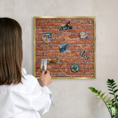 Magnetisch bord voor reismagneten met gouden lijst Baksteenmotief