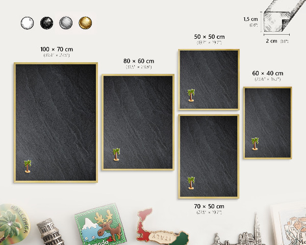 Metalen magneetbord met lijst in het goud Grijze textuur