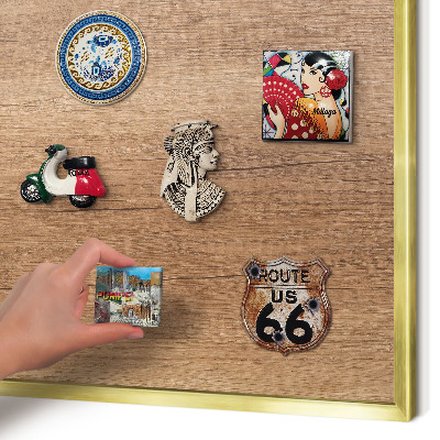 Magnetisch bord voor reismagneten met gouden lijst Houtstructuur