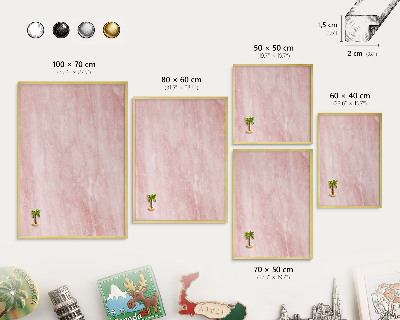 Metalen magneetbord met lijst in het goud Roze textuur