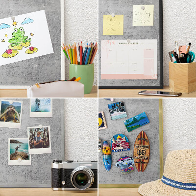 Magnetisch bord voor reismagneten met gouden lijst Grijs oppervlak