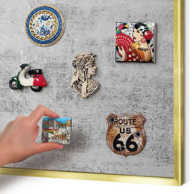 Magnetisch bord voor reismagneten met gouden lijst Grijs oppervlak