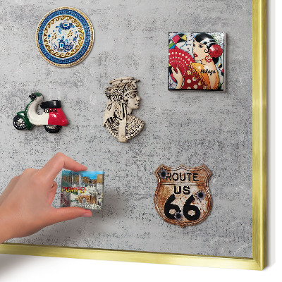 Magnetisch bord voor reismagneten met gouden lijst Grijs oppervlak