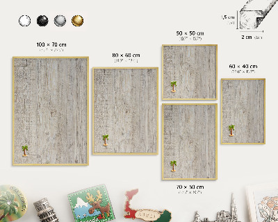 Metalen magneetbord met lijst in het goud Houtstructuur