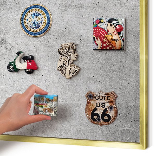 Magnetisch bord voor reismagneten met gouden lijst Concrete minimalisme