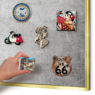 Magnetisch bord voor reismagneten met gouden lijst Concrete minimalisme