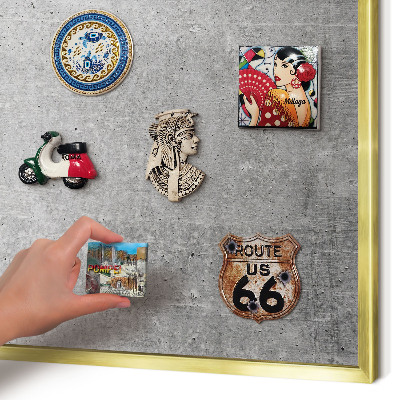 Magnetisch bord voor reismagneten met gouden lijst Concrete minimalisme