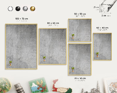 Magnetisch bord voor reismagneten met gouden lijst Concrete minimalisme