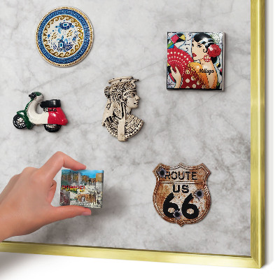 Metalen magneetbord met lijst in het goud Grijs marmer