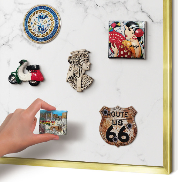 Metalen magneetbord met lijst in het goud Marmerpatroon