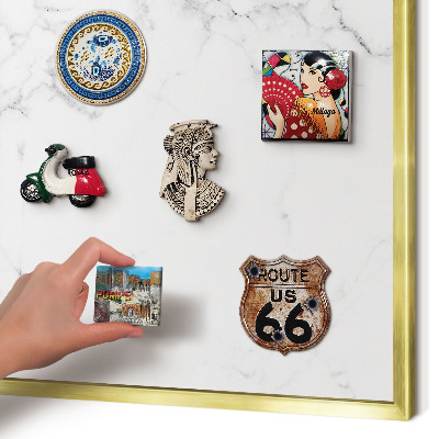 Metalen magneetbord met lijst in het goud Marmerpatroon