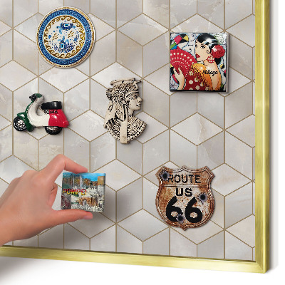 Magnetisch bord voor reismagneten met gouden lijst Kubieke achtergrond