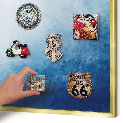 Magnetisch bord voor reismagneten met gouden lijst Blauwe abstracties