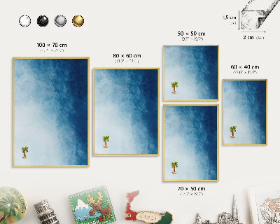 Magnetisch bord voor reismagneten met gouden lijst Blauwe abstracties