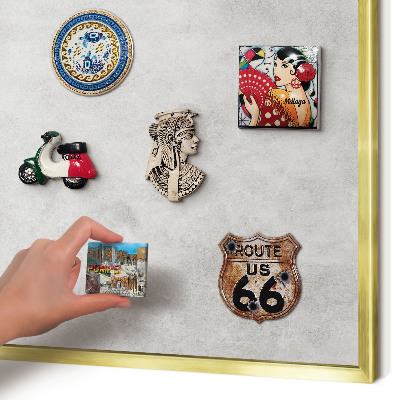 Magnetisch bord voor reismagneten met gouden lijst Grijze elegantie