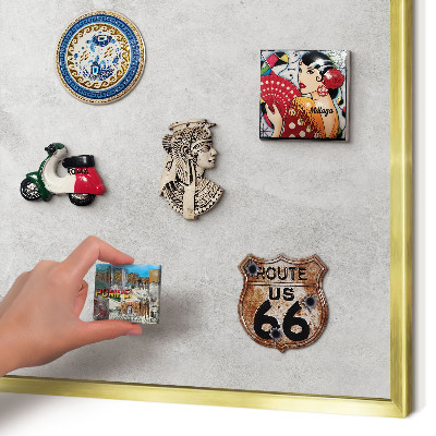 Magnetisch bord voor reismagneten met gouden lijst Grijze elegantie