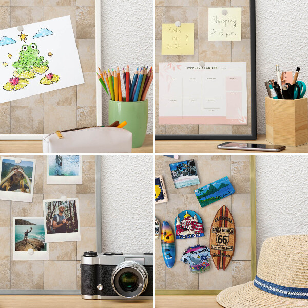 Metalen magneetbord met lijst in het goud Neutrale elegantie