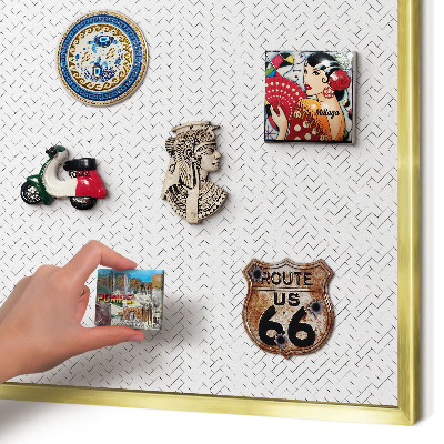 Metalen magneetbord met lijst in het goud Witte visgraat