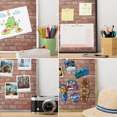 Magnetisch bord voor reismagneten met gouden lijst Bakstenen muur