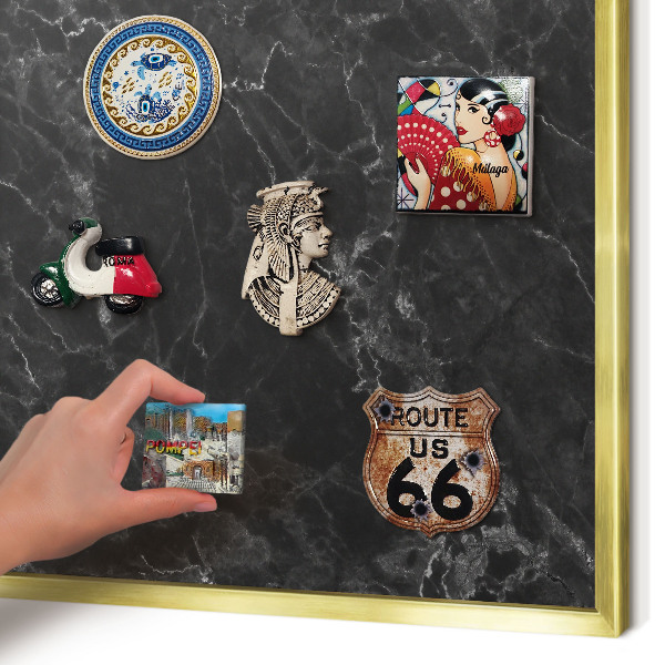 Metalen magneetbord met lijst in het goud Marmeren elegantie