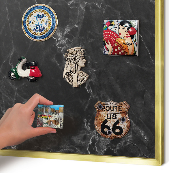 Metalen magneetbord met lijst in het goud Marmeren elegantie