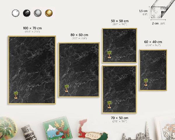 Metalen magneetbord met lijst in het goud Marmeren elegantie
