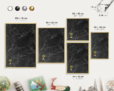 Metalen magneetbord met lijst in het goud Marmeren elegantie