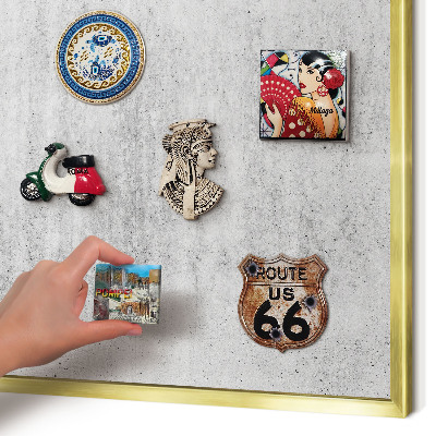 Magnetisch bord voor reismagneten met gouden lijst Grijze textuur