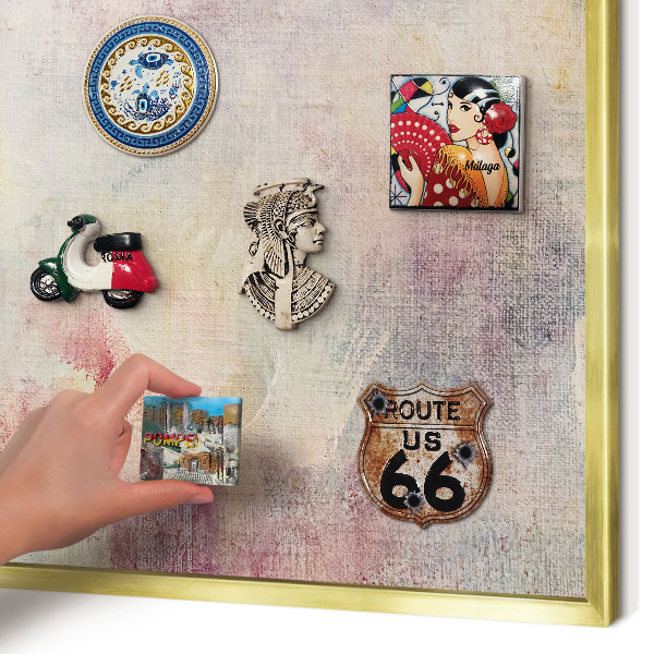Metalen magneetbord met lijst in het goud Pastel abstractie