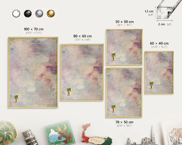 Metalen magneetbord met lijst in het goud Pastel abstractie