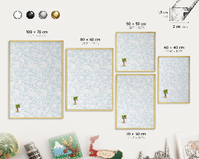 Metalen magneetbord met lijst in het goud Licht thema