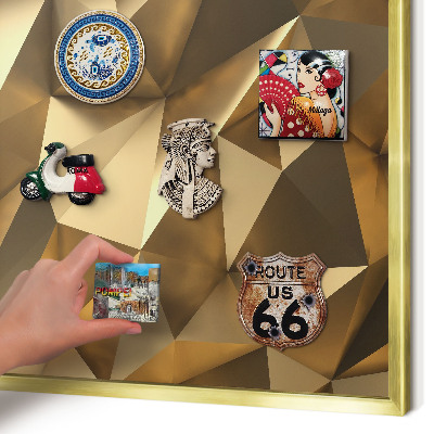 Metalen magneetbord met lijst in het goud Warme geometrie