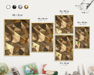 Metalen magneetbord met lijst in het goud Warme geometrie