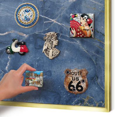 Magnetisch bord voor reismagneten met gouden lijst Marmeren elegantie