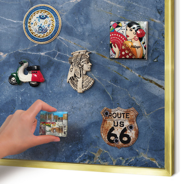 Magnetisch bord voor reismagneten met gouden lijst Marmeren elegantie