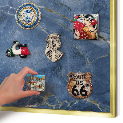 Magnetisch bord voor reismagneten met gouden lijst Marmeren elegantie