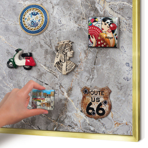 Magnetisch bord voor reismagneten met gouden lijst Marmer met patroon