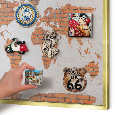 Magnetisch bord voor reismagneten met gouden lijst Bakstenen plattegrond