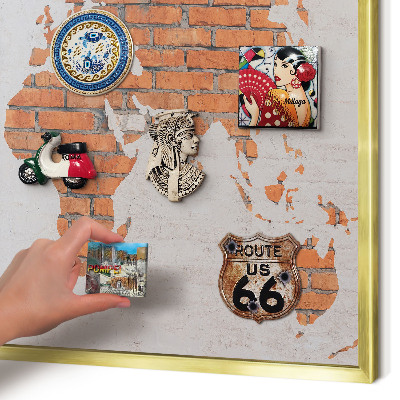 Magnetisch bord voor reismagneten met gouden lijst Bakstenen plattegrond
