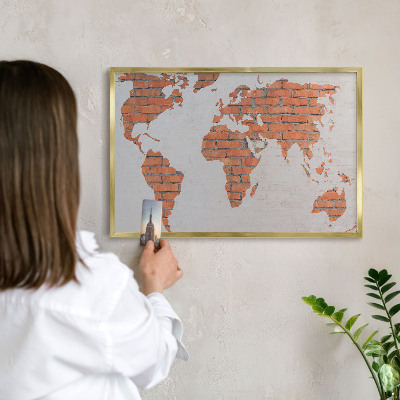 Magnetisch bord voor reismagneten met gouden lijst Bakstenen plattegrond