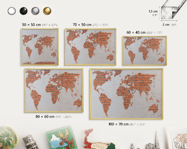 Magnetisch bord voor reismagneten met gouden lijst Bakstenen plattegrond