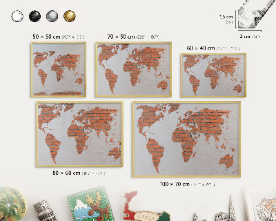 Magnetisch bord voor reismagneten met gouden lijst Bakstenen plattegrond